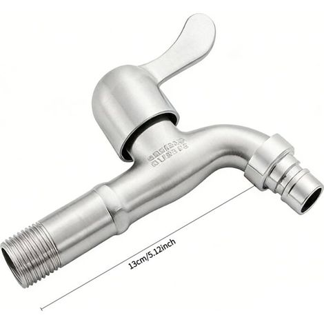 TAISHENGDA-Robinet de jardin en acier inoxydable 304, adaptateur pour robinets muraux d'extérieur, adapté aux jardins, balcons, balais à franges, éviers, etc. (Poignée moulée de précision 7017, ND15, 