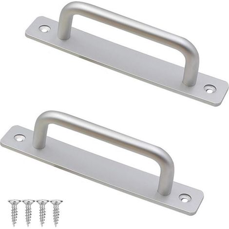 Set di maniglie per porte da 2 pezzi, maniglia per porta dell'armadio in lega di alluminio, maniglia per mobili con viti argentate (1/5)