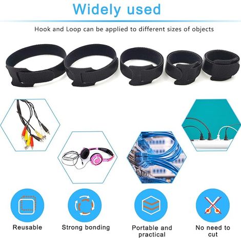 Attache Câble Scratch Serre Cable Bande Sangle Réutilisable Câble Management Couper Ranger Organiser Câbles Bande Hook