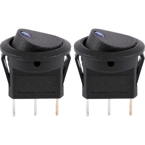 2 interrupteurs à bascule ronds SPST ON-OFF pour onduleur LED 12 V, bleus, pour bateau ou voiture. (1/5)