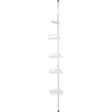Rangement Etagère D'angle de Douche avec 4 Etagères, Blanc (1/5)