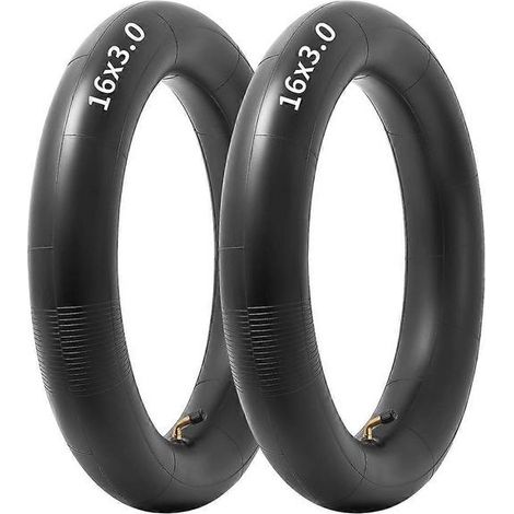 Lot de 2 chambres à air 16x3.0 avec valve coudée à 90° en caoutchouc butyle pour vélos électriques et accessoires de vélo (1/5)