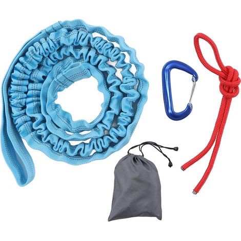 Barre de remorquage vélo enfant, élastique et flexible, design ergonomique pour traction facile - Bleu (1/5)