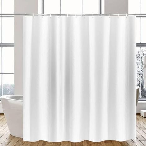 RIDEAU DE DOUCHE EXTRA LONGUEUR hauteur blanc pour la salle de bain,rideau de salle de bain large en polyester anti-moisissure,imperméable pour la baignoire,largeur 240 x hauteur 180cm GROOFOO (1/4)