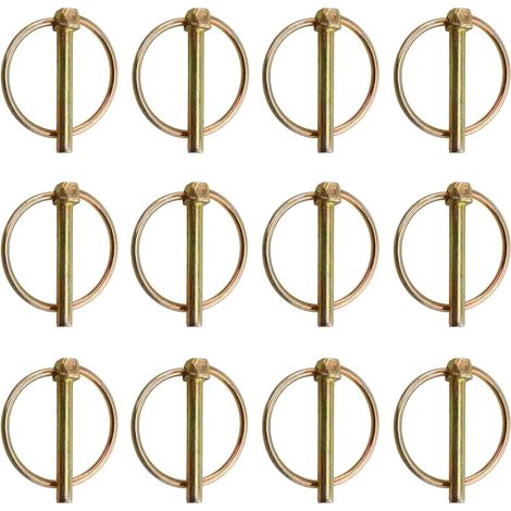12 Piece M4.5 Bushing Pin, Goupilles Clips, Goupille Agricole, Goupilles de Sécurité Rondes, Goupilles Clips Agricoles avec Anneau, Goupille de Sécurité, Goupille D'attache Rapide, pour Tracteurs