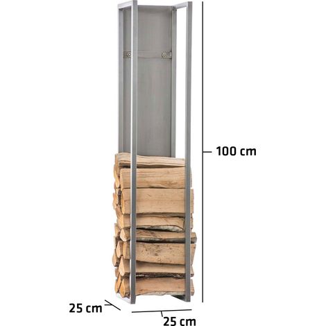Leñero estante de acero inoxidable chimenea de leña 25x25x100 cm DEC10015 (1/5)
