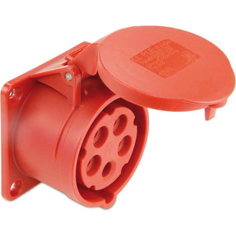 Einbausteckdose 16A 5P 400V /75x75/ rot IP44 Drehanschluss 315-6f7 (1/2)