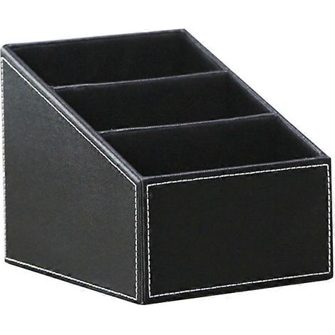 Schwarzer Schreibtisch-Organizer aus Kunstleder, multifunktionale Aufbewahrungsbox für Stifte, Handy und Visitenkarten (1/5)
