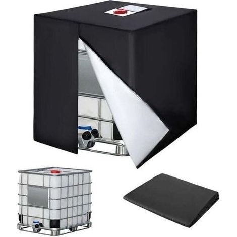 Bache pour Cuve 1000L IBC, 420D Réservoir d'eau Couvercle, Anti-UV Housse Protection Cuve, Bâche de Protection Cuve IBC avec Fermeture éclair, 120 x 100 x 116 cm(Noir) (1/5)