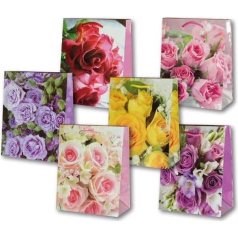 Borsa decorativa laminata PL-2 piccola con 70 rose