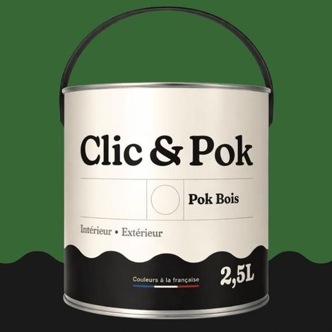 Peinture Bois Extérieur – POK BOIS - 2,5L - RAL 6001 - Vert émeraude- Résistante aux intempéries - Ne s'écaille pas