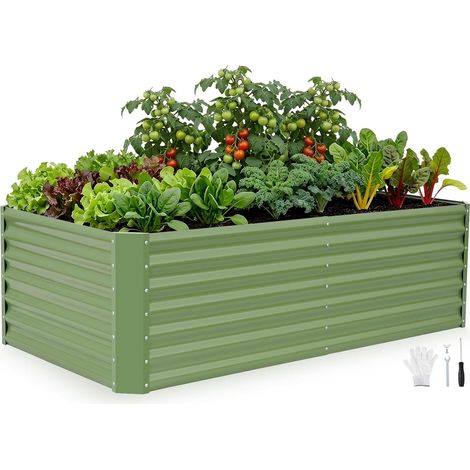Galvanized Raised Garden Planter 180x90x53cm Raised Metal Garden Planter Outdoor Large Steel Raised Beds for Vegetables and Flowers Outdoor Planters (1/5)