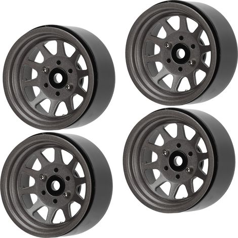 Ensemble de 4 jantes RC en acier allié zinc universel 1,9 pouce (10 jantes) pour voiture RC crawler Axial SCX10 II III Titanium (1/5)