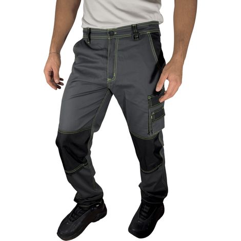 STRIKER – Pantalon de Travail Homme Gris, Renforcé, Multi-Poches , Taille M (1/5)