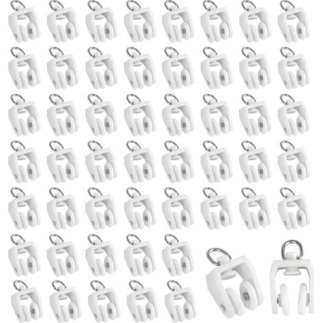 (80 rouleaux) pour rideaux, avec deux roues, roues coulissantes pour rideaux, tringles à rideaux flexibles, en plastique (1/5)
