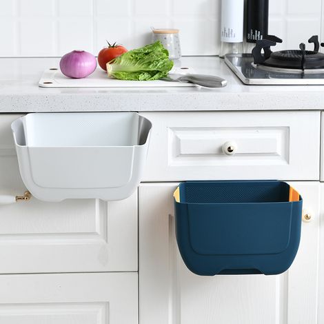Mini poubelle pliable suspendue 2 pièces pour porte d'armoire de cuisine, petite poubelle pliante sous l'évier, poubelle pliable murale - Mini poubelle pour armoire/chambre/salle de bain, 251715 cm