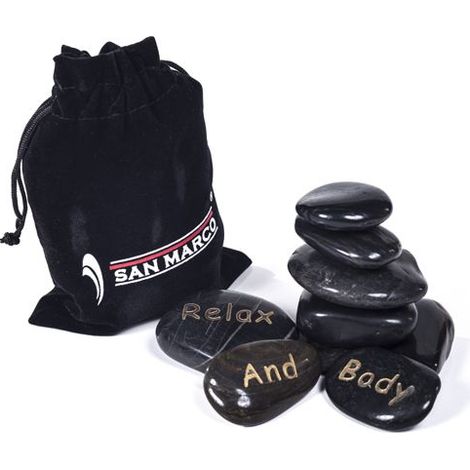 Hot stone kit - 9 pietre basaltiche per massaggio