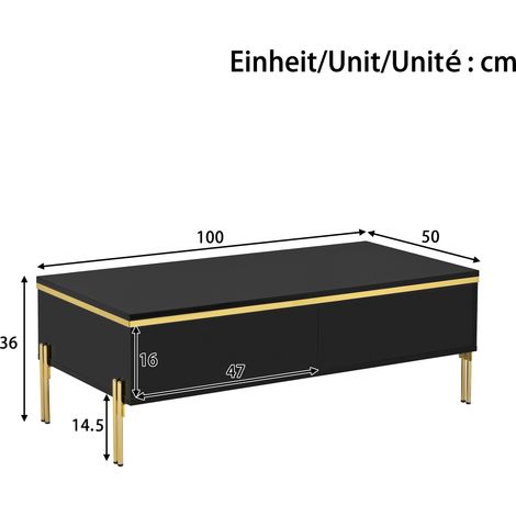 Ensemble salon premium TV et table basse contemporaine, finition laquée miroir, liserés laiton, grands compartiments de stockage (1/5)