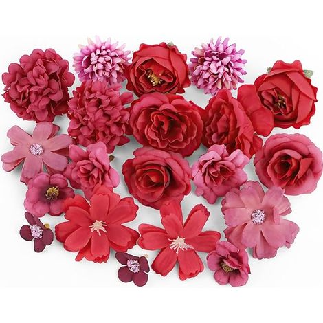 Fleurs Artificielles Deco Têtes De Fleurs Fleur Artificiel Fausse Fleur Artisanat Tissu pour Mariage Fête Accessoires De Photographie Décoration De La Maison Autres (Rouge) (1/5)