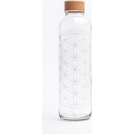 Bouteille en verre Fleur de Vie avec motif de 19 cercles symbole d'harmonie et protection 0,7 L - PANGIVO (1/5)