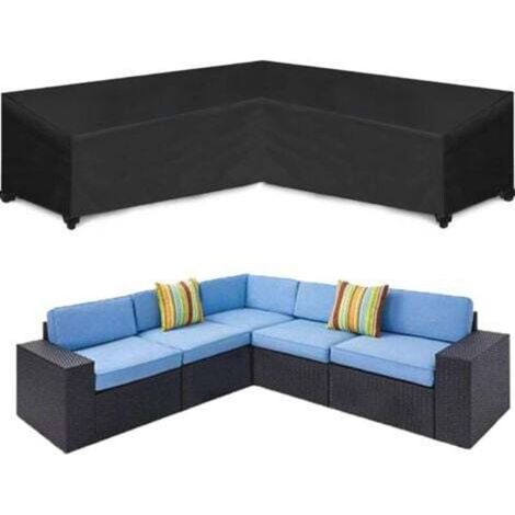 Ecksofa-Überzug – 215 x 215 x 87 cm – Schwarz – Gartensofa-Überzug – Gartenmöbel-Überzug – Wasserdicht – Staubdicht – UV-beständig
