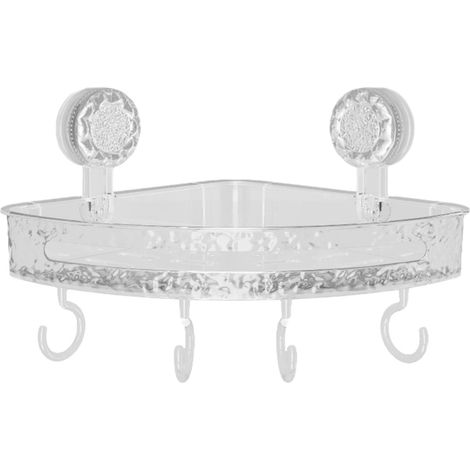 Porte-Produits De Salle De Bain À Ventouse D'Angle - Étagère D'Angle Pour Douche En Acrylique - Support Murale Sans Perçage Pour Carrelage Lisse Et Verre - 1 Pièce (1/4)