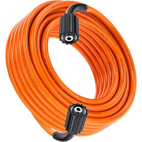 1/4 Pressure Washer Hose 8M,Power Washer Hose , M22 14MM Solid Fittings Pressur Washer Replacement Hose Light Weight, Orange (1/5)