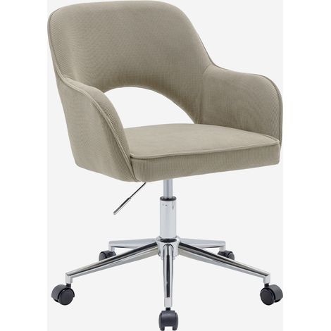 Silla de oficina con ruedas de pana fina y base cromada (1/5)