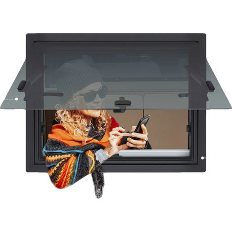 Fenêtre à Pousser RV, Alliage d'Aluminium, Verre Trempé, Angle d'Ouverture de 65°, Taille de la Fenêtre 6550cm, Assemblage Requis (1/5)