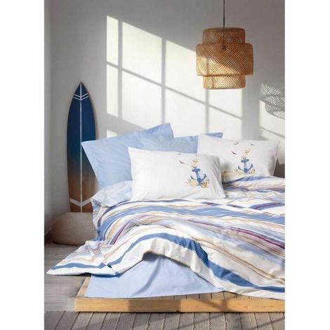 BigBuy Bettwäsche Set Bettdecke Blau 240x220 cm