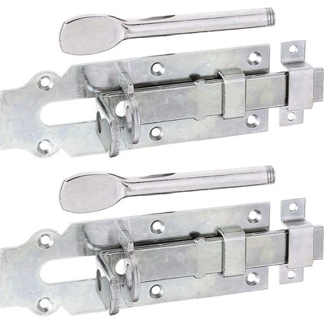 117177 Verrou porte-cadenas pour portes d'étables  droit, avec poignée plate et gâche attachée  passivé  platine 160 x 56 mm  Set de 2 pièces (1/2)