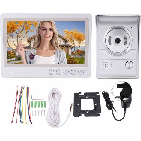 Interphone vidéo HD 9 pouces, système de porte avec caméra intelligente, accès contrôlé, alimentation 110-240V (prise UK). (1/5)