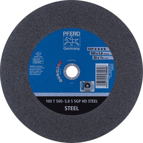 PFERD TOOLS Stationäre Trennscheibe T 500x5,8x40mm "hart" HD STEEL für Stahl 100m/s 5 Stk