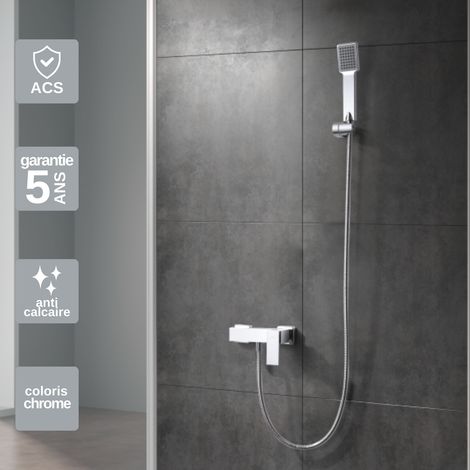 Mitigeur Douche chromé Pommeau Anti-Calcaire - Design Moderne et Économie d'eau - Kit Complet PISA IMEX (1/4)
