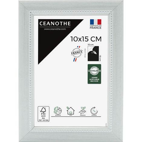 Cadre Photo Gris clair 10x15 cm et 15x10 cm – Convient au A6 - Cadre Photo bois Gris FSC effet patiné - Cadre Photo Perle Gris clair 10x15 cm - Fabriqué en France - Verre acrylique Incassable (1/5)