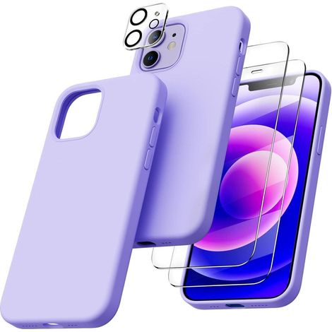 ORNARTO 5-in-1 iPhone 12/12 Pro 6,1 Silikon Case Schutz + Kameraschutz Helles (1/5)