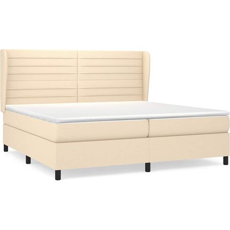 Maison Exclusive - Giroletto a Molle con Materasso Crema 200x200 cm in Tessuto (1/5)