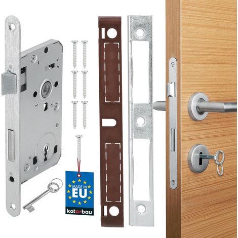 Serrure à larder DIN gauche 72/55 mm acier inox argent (1/4)