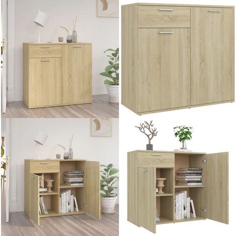 Buffet chêne sonoma 80x36x75 cm bois d'ingénierie - Buffet - Meuble De Rangement - Commode - Mobilier - Décoration Intérieure - Home & Living (1/5)