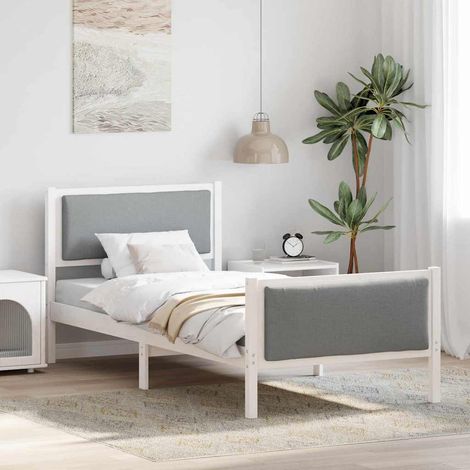 Estructura de cama con cabecera Gris Claro 90 x 200 cm tela