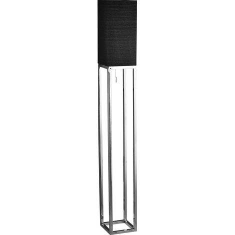 Lampadaire Moderne en Métal et Textile Chrome et Gris Foncé Douille E27 Hauteur 150,5 cm - PANGIVO (1/5)