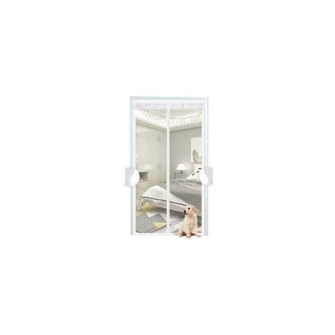 Moustiquaire Magnétique Blanche,Rideau en Maille, Porte Avec Totalement, se Ferme Seule Pour Balcon, Installation Facile, 70x210 CM (1/4)