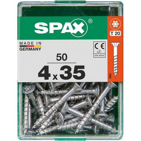 SPAX Universalschraube, 4 x 35 mm, 50 Stück, Teilgewinde, Senkkopf, T-STAR plus T20, 4CUT, WIROX - 4191010400352 (1/3)