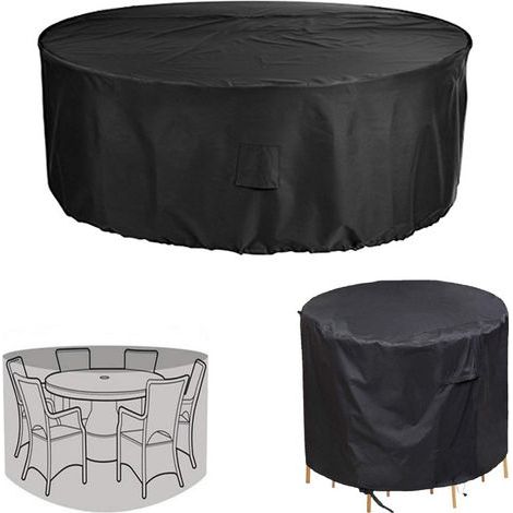 Housse pour mobilier de terrasse circulaire - Tissu Oxford résistant, imperméable, UV et déchirure, convient pour les ensembles de meubles de terrasse, couleur noire-75X30CM (1/5)