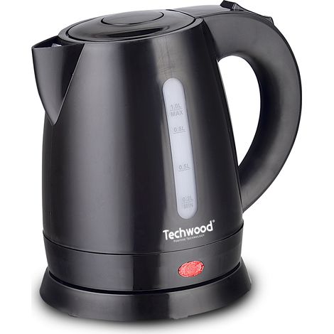 Bouilloire Electrique Techwood TB-1036 Capacité 1L - 1600W Arrêt de sécurité en cas de surchauffe Indicateur niveau d'eau, noir