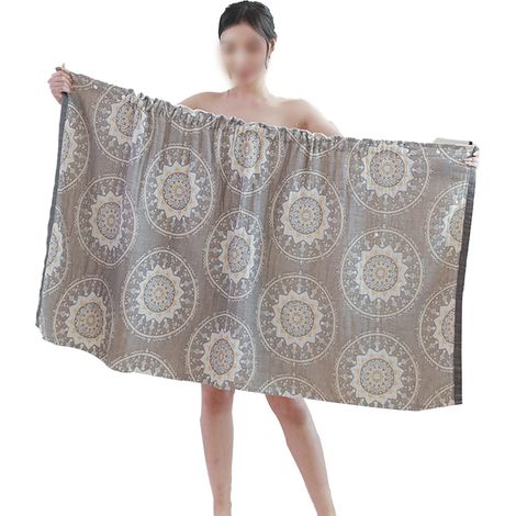 Robe De Bain Femme - Fermeture À Bouton Et Velcro Réglable - Longueur Genou - En Coton - 1 Pièce (1/5)