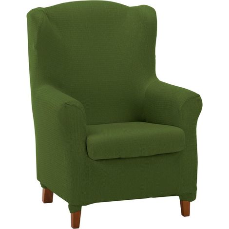 Housse de Fauteuil à Oreilles Duplex matelassée et Ultra-ajustée - Housse de Fauteuil à Oreilles Duplex Extensible, Couleur Vert - 100% fabriquée en Espagne (1/3)