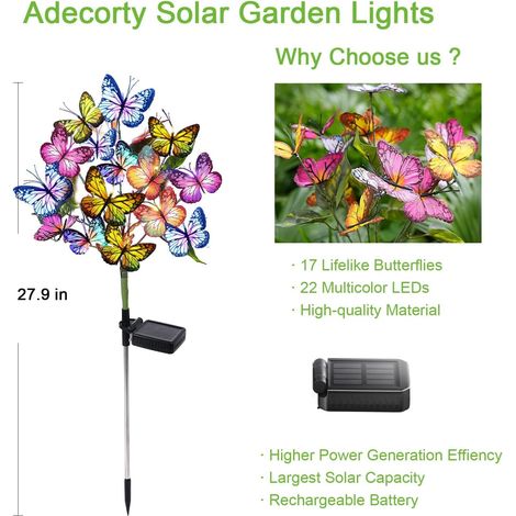 Luces solares para jardín, impermeables y decorativas, juego de 8 con 176 LED, 136 W, decoración de jardín, patio, césped, idea de regalo. (1/5)