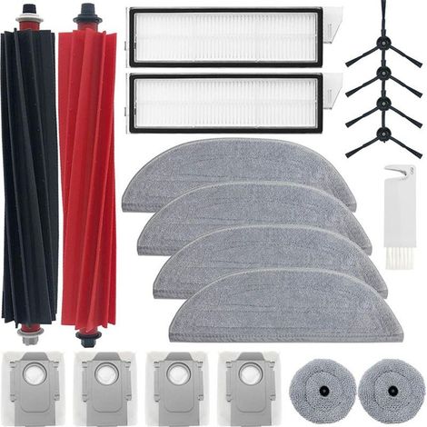 Pièces détachées pour Roborock S8 MaxV Ultra - Kit de 19 accessoires comprenant des brosses latérales, des brosses principales, un filtre, des sacs à poussière, des lingettes latérales et des lingette (1/5)