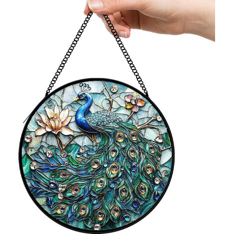 30 cmAttrape-soleil fleurs oiseaux papillons en verre coloré, suspension maison, cadeau femme (1/5)